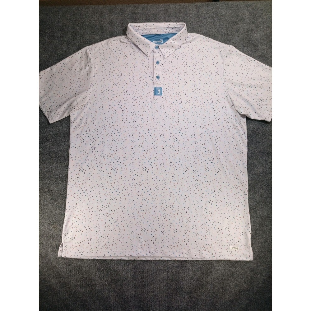 Bogey Bros Golf Polo Shirt Men's XXL White Multicolor Speckled Performance